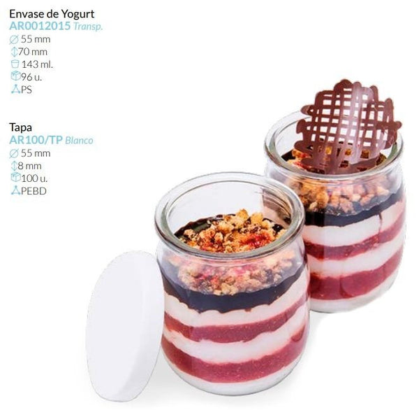 Envase con tapa De Yogurt Tte. Ø 55 Alto 70 Mm 143 Ml Caja 96 Unid