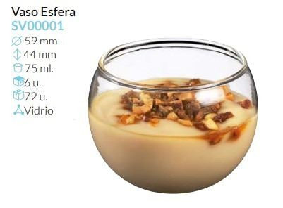 Esfera De Vidrio Ø 59 Alto 44 Mm 75 Ml Pack 6 Unid
