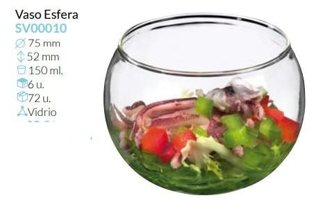 Esfera De Vidrio Ø 75 Alto 52 Mm 150 Ml Pack 6 Unid