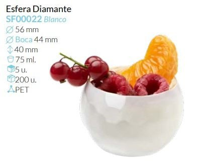 Esfera Diamante Blanco Ø 57 Alto 40 Mm 75 Ml Pack 5 Unid