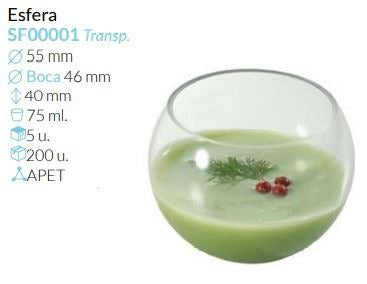 Esfera Transparente Base Ø 30 Boca Ø 57 Alto 40 Mm Cap. 75 Ml Pack 5 Unid