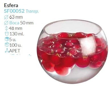 Esfera Transparente Boca Ø 65 Alto 48 Mm 130 Ml Pack 5 Unid