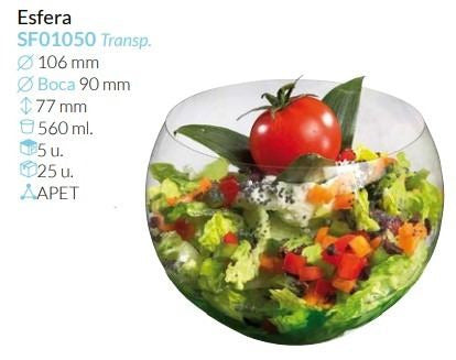 Esfera Tte Boca Ø 110 Alto 80 Mm Cap. 560 Ml Pack 5 Unid