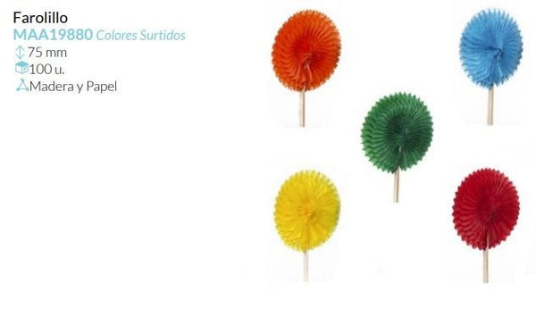 Farolillos Para Cocktail Colores 75 Mm Caja 100 Unid