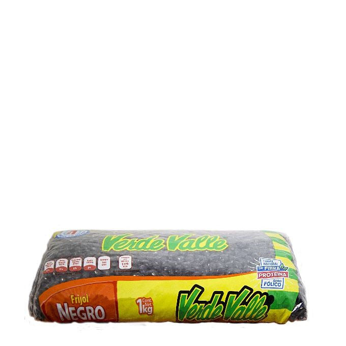 Frijol Negro Crudo Verde Valle bolsa 1kg.