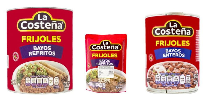 Frijoles Bayos Refritos y Enteros (Varios Tamaños)