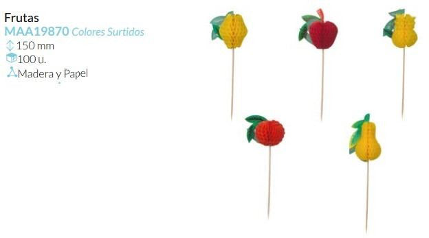 Frutas Para Cocktail Colores 150 Mm Caja 100 Unid