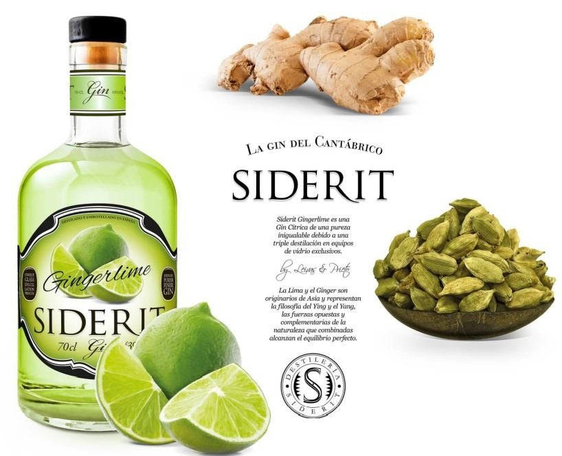 Ginebra Siderit Gigerlime Jengibre, Cardamomo y Lima (70cl)