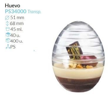 Huevo Pequeño Ø 51 Alto 68 Mm 45 Ml Pack 40 Unid