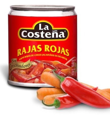 Jalapeños Rajas Rojas - La Costeña Lata 220g