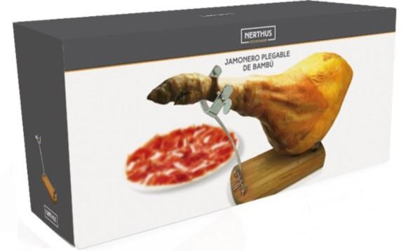 Jamonero de bambú plegable
