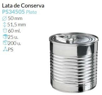Lata De Conserva Plata Ø 50 51,5 Mm 60 Ml Pack 25 Unid