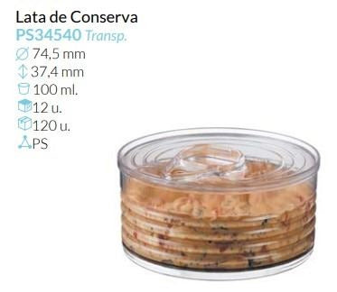 Lata De Conserva Tte. Ø 74,5 Alto 37,4 Mm 100 Ml Pack 12 Unid
