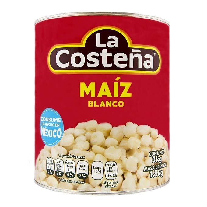 Maíz Blanco lata 3kg. - La Costeña