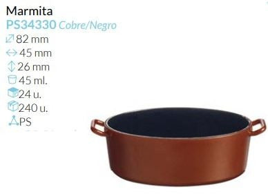 Marmita Oval Cobre/Negro 82X45X26 Mm. 46 Ml Pack 24 Unid