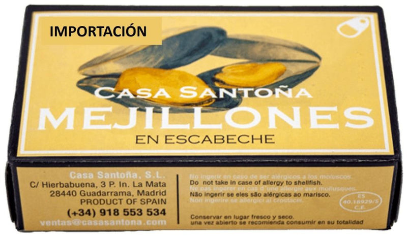 Mejillon De Importación En Escabeche. 3/4 Y 4/6 Piezas