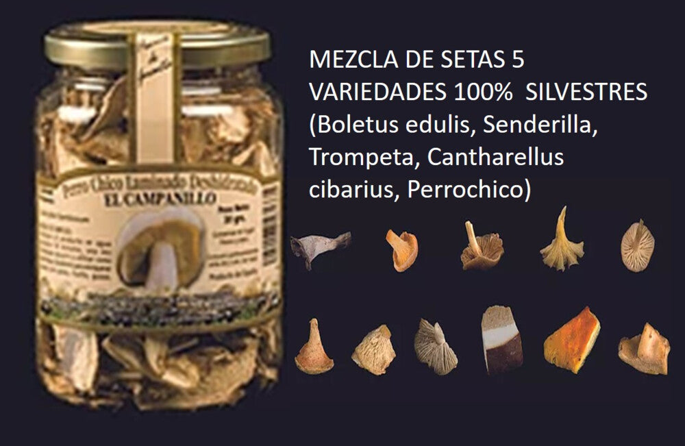 Mezcla De Setas 5 Varie. 100% Silvestres Dehidratado Bote Pet  300 Grs