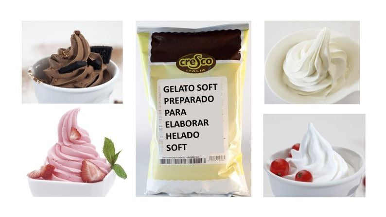 Mezclas en polvo, completas y listas para elaborar helados soft (varios sabores)