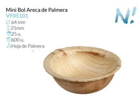 Mini Bol Areca De Palmera Ø 64 Mm Pack 25 Un.