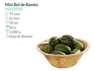 Mini Bol Bambu Ø 75 Mm Alto 25 Mm Pack 50 Un.
