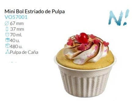 Mini Bol Estriado De Pulpa Ø 67 Alto 37 Mm 70 Ml Pack 40 Un.