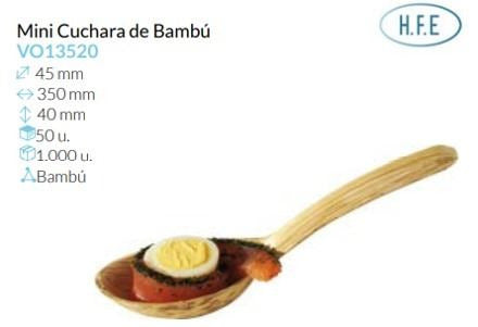 Mini Cuchara Bambu 130X40 Mm Pack 50 Un.