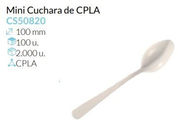 Mini Cuchara  Blanca 100 Mm Pack 100 Unidades