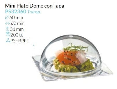 Mini Dome Tte. 60X60X31 Mm 30Ml + Tapa Caja 200 Unid