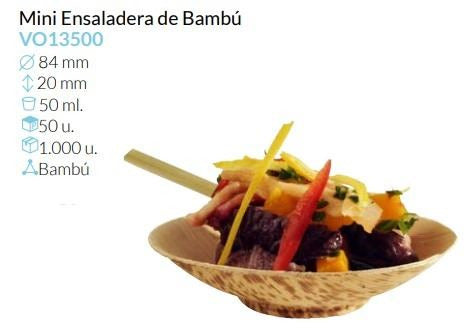 Mini Ensaladera Bambu Ø 84 Mm Alto 20 Mm Pack 50 Un.