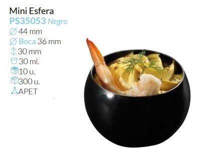Mini Esfera Negra Boca Ø 45 Alto 30 Mm Cap. 30 Ml Pack 10 Unid