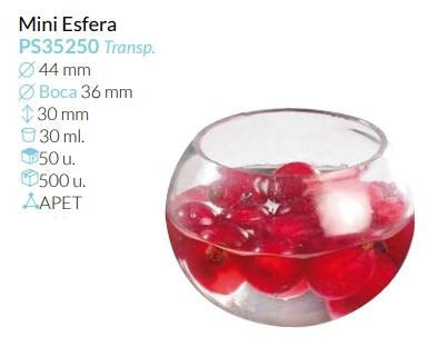 Mini Esfera Transparente Boca Ø 45 Alto 30 Mm Cap. 30 Ml Pack 50 Unid