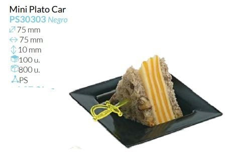 Mini Plato Car Negro 75X75X10 Mm Pack 100 Unid