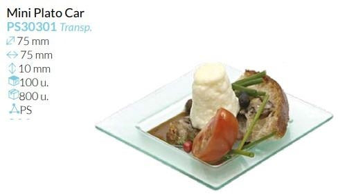 Mini Plato Car Transparente 75X75X10 Mm Pack 100 Unid