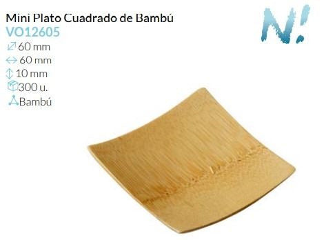 Mini Plato Cuadrado De Bambu 60X60X10 Mm Caja 300 un.