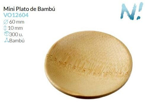Mini Plato De Bambú Ø 60 Alto 10 Mm Caja 300 un.