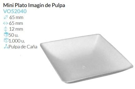 Mini Plato Fluid Pulpa De Caña Blanco 65X65X12 Mm Pack 50 Un.