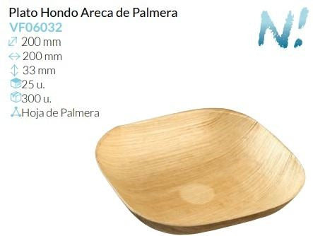 Mini Plato Hondo Areca De Palmera 200X200X33 Mm Pack 25 Un.