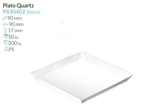 Mini Plato Quartz Blanco 90X90X17 Mm Pack 50 Unid