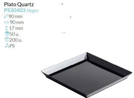 Mini Plato Quartz Negro  90X90X17 Mm Pack 50 Unid