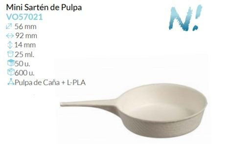 Mini Sarten De Pulpa 56X92X14 Mm 25 Ml Pack 50 Un.