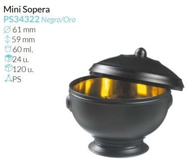 Mini Sopera Negro/Oro  Ø 61 Alto 59 Mm 45 Ml. Pack 24 Unid