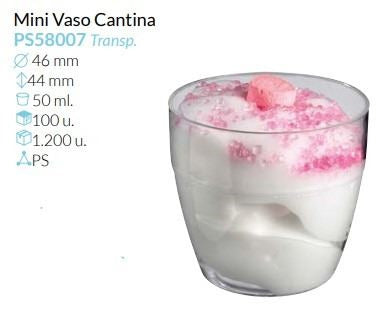 Mini Vaso Cantina Transparente Ø 46 Alto 44 Mm 50 Ml Pack 100 Unid