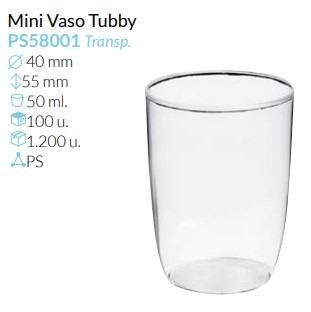 Mini Vaso Tubby Tte. Ø 40 Alto 55 Mm 50 Ml Pack 100 Unid