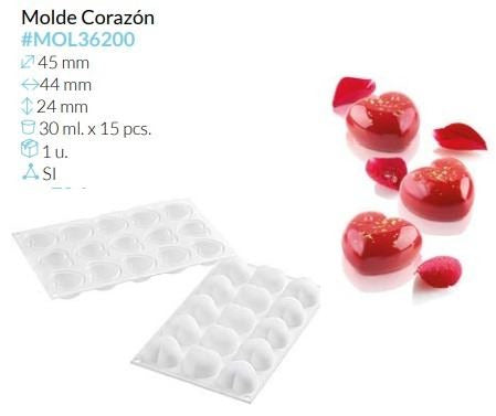 MOLDE CORAZON 45X44X24 MM 30 ML 15 PCS