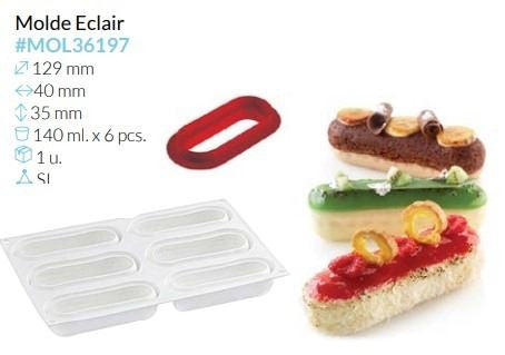 MOLDE DE SILICONA ECLAIR 129X40X35 MM. 140 ML 6 PCS