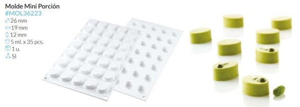 MOLDE DE SILICONA MICRO OVAL 26X19X12 MM. 5 ML 35 PCS