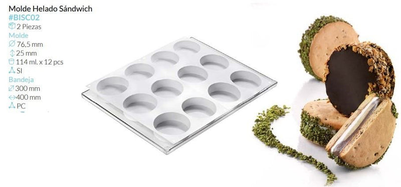 MOLDE HELADO Ø 76,5MM ALTO 25MM 114ML 12 PCS