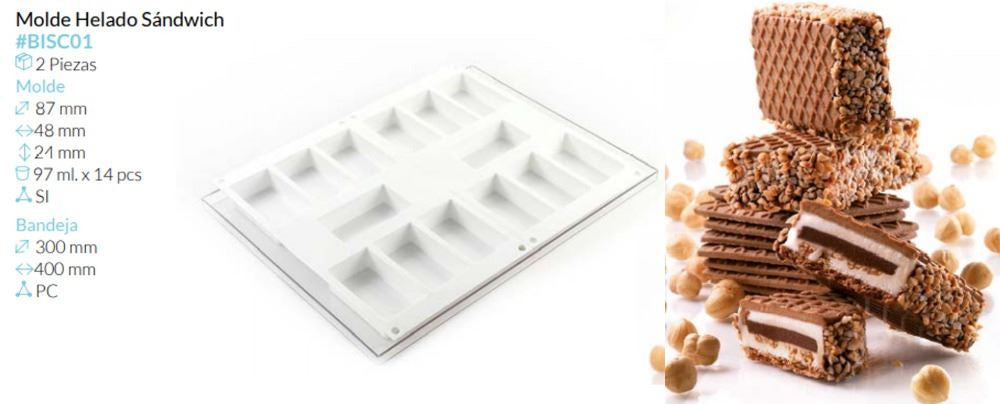 MOLDE HELADO 87X48X24MM 97ML 14 PCS