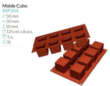 MOLDE SILICONA CUBO 50X50X50MM 125ML 8 PCS