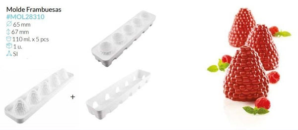 MOLDE SILICONA FRAMBUESA Ø 65 MM ALTO 67 MM 110 ML 5 PCS